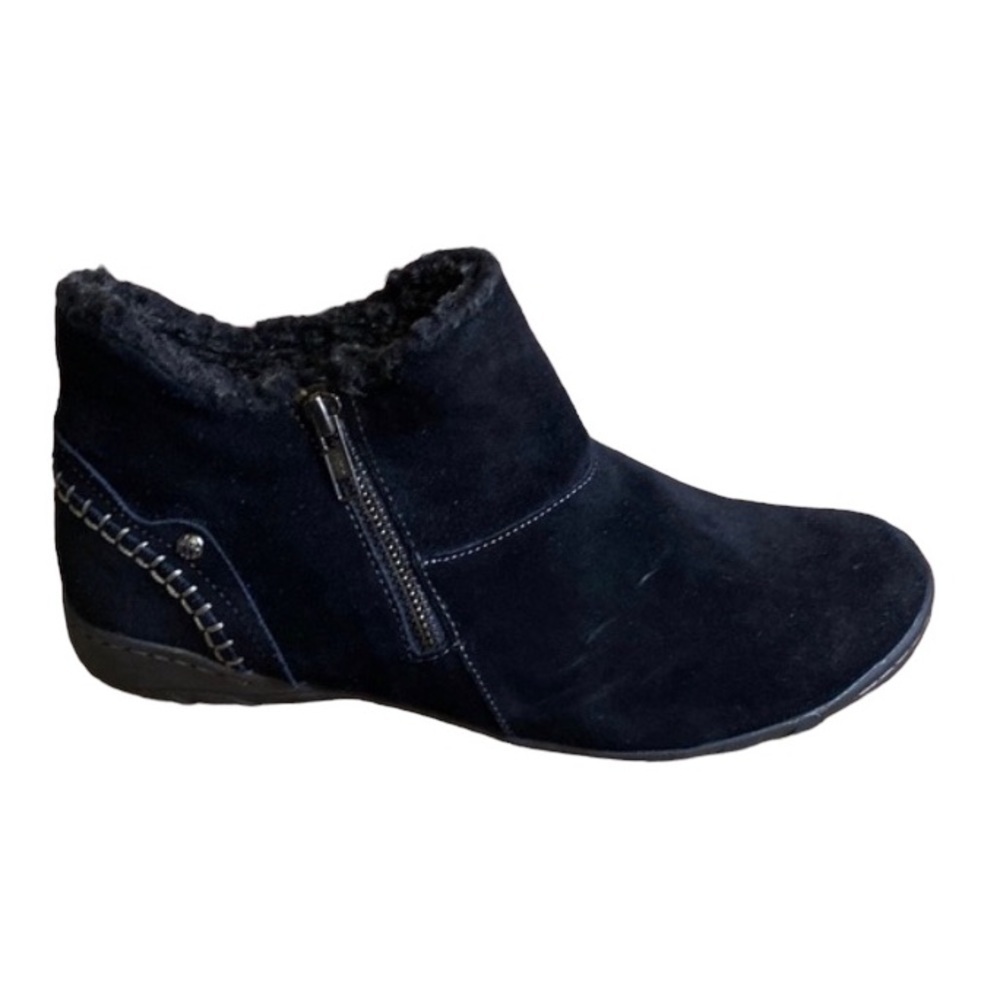 Hush Puppies Black Leather Waterproof Lined Winter Flat Ankle Boots Size 9